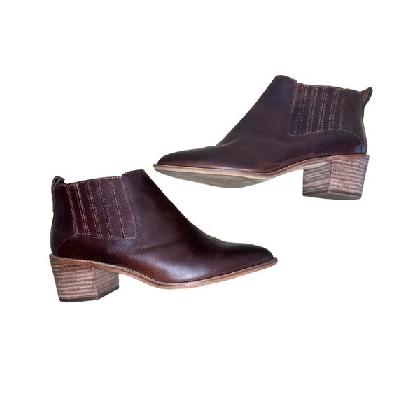 Madewell Bonham Boots Womens 8 Brown Leather Ankle Booties Chelsea Western Boho - Picture 14 of 16